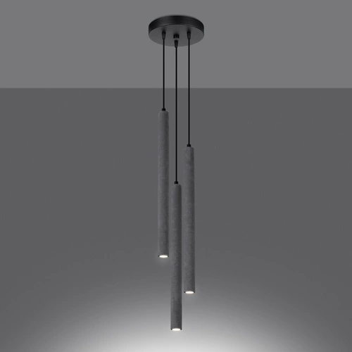 Moderní betonové závěsné svítidlo Pastelo 3P šedé nad stůl do obýváku a jídelny