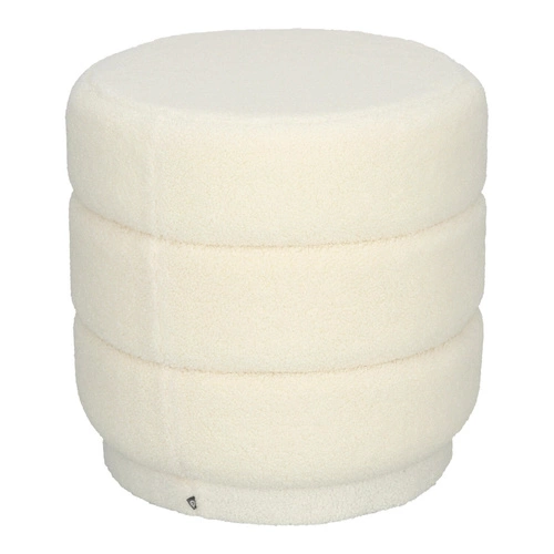 Moderní bílý kulatý taburet Sinan čalouněný do obýváku a předsíně Atmosphera 40 cm