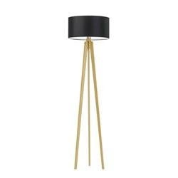 Podlahová lampa Miami stínidlo černé stojan dub