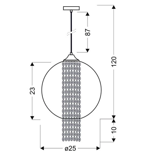 Allani 25 1x60W E27 červená závěsná lampa s krystaly