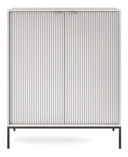 Vysoká šedá komoda s drážkováním 125 cm moderní na nožkách do obývacího pokoje Intesi