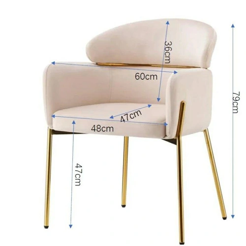 Židle Dreby béžová sametová se zlatými nohami do jídelny a obývacího pokoje