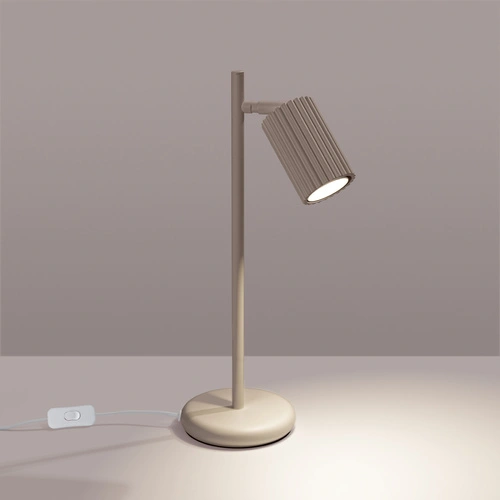 Stolní lampa KARBON moderní minimalistická béžová hliník do kanceláře a obýváku