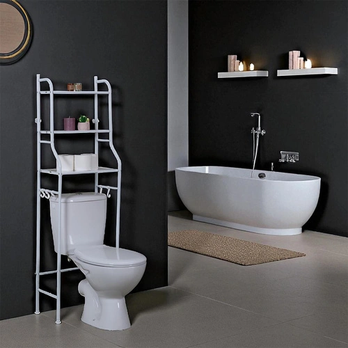 Intesi koupelnový regál nad WC bílý kovový 3 police 150 cm