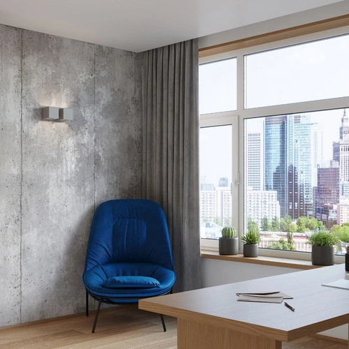 Moderní šedé nástěnné svítidlo QUAD 2 Sollux Lighting dvouramenné hliníkové do obýváku a ložnice