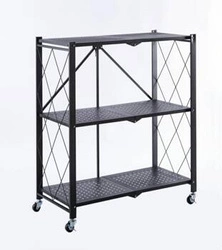 Kovový regál na kolečkách Eamy černý 3 police moderní do kanceláře nebo kuchyně Intesi