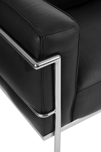 Moderní třímístná pohovka Soft GC černá pravá kůže do obýváku D2.DESIGN