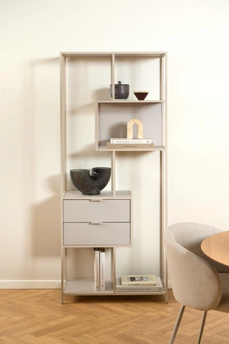Knihovna Seaford II loftová s 2 zásuvkami béžová Actona