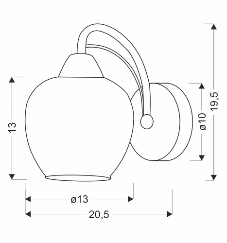 Nástěnné svítidlo TOBIAS patina lampa 1x40W E27 jantarový difuzor