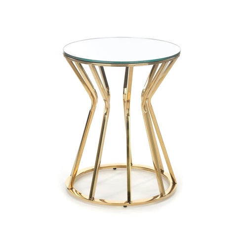 Kulatý konferenční stolek Finea S skleněný zlatý moderní glamour do obýváku 45 cm Intesi