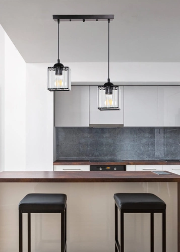 Závěsná lampa Glassia černá 2x40 E27 stínidlo černé+čiré krystaly