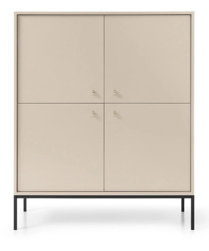 Vysoká béžová komoda Evora 125 cm moderní na nožičkách do obýváku a ložnice Intesi
