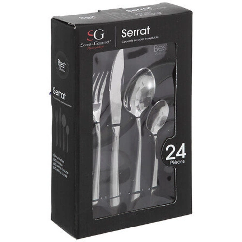 Sada jídelních příborů Serrat 24 ks stříbrná nerezová ocel vhodná do myčky 5five