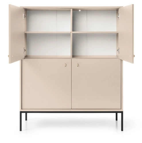 Vysoká béžová komoda Evora 125 cm moderní na nožičkách do obýváku a ložnice Intesi