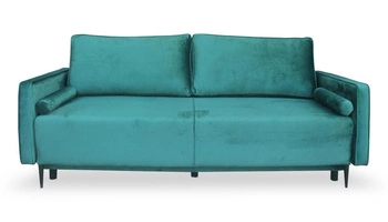 Rozkládací pohovka Arosa s úložným prostorem a funkcí spaní, zelený samet, do obýváku Intesi