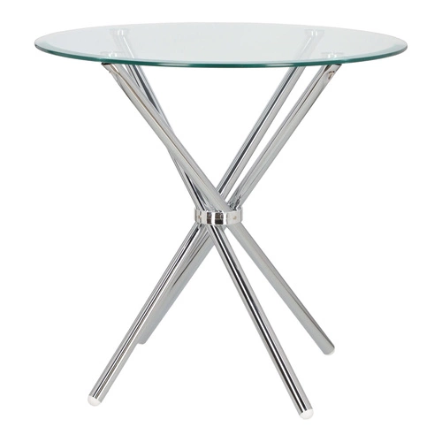 Kulatý skleněný stůl Ufo 80 cm transparentní moderní do jídelny a obýváku chrom Intesi