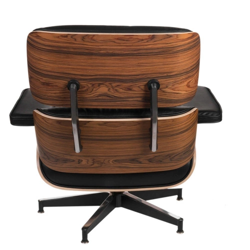 Kožené otočné relaxační křeslo Vip černé moderní do obýváku inspirované Lounge Chair