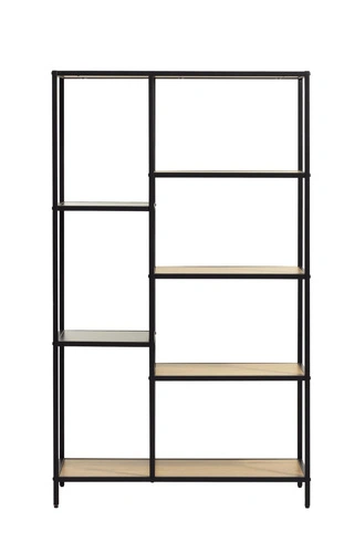 Regál Altino loftový na knihy 80 cm dub a černý kov do obývacího pokoje