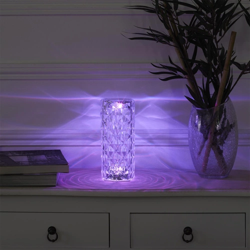 LED noční lampička Crystal Intesi glamour s dálkovým ovládáním 12 barev do ložnice a obýváku 21,5 cm