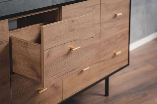 Komoda se zásuvkami MAUD černá dub craft tobacco moderní do obýváku a ložnice SKANDICA