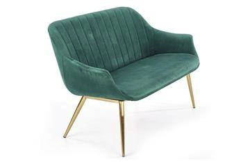 Moderní zelená dvoumístná sametová pohovka na zlatých nohách do obýváku Intesi