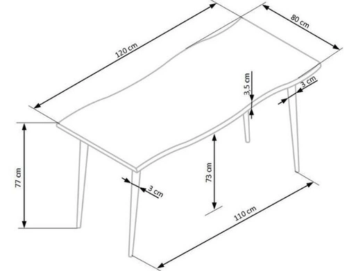 Jídelní stůl Lores moderní loft dub přírodní černé nohy 120x80 cm Intesi