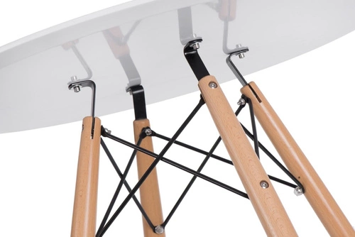 Kulatý jídelní stůl Intesi DTW 80 cm bílý skandinávský na dřevěných nohách