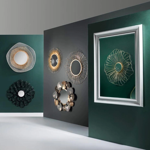 Kulaté zrcadlo do předsíně Soleil Atmosphera zlaté glamour na stěnu 58 cm