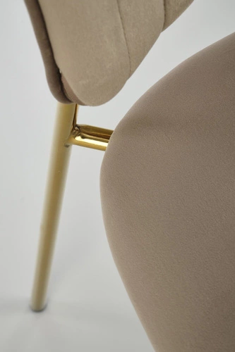 Čalouněná sametová židle Rachel béžová do jídelny a obýváku se zlatými nohami Intesi