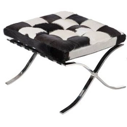 Kožený taburet BA1 Premium inspirovaný Barcelona do moderního obýváku černý D2.DESIGN