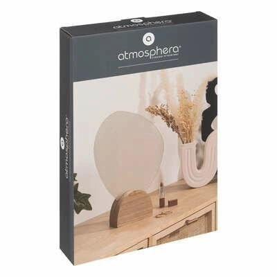 Stojací oválné zrcadlo na líčení v dřevěném boho rámu Atmosphera 36 cm