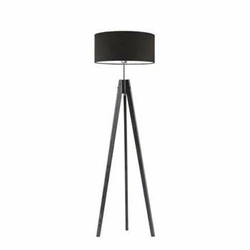 Stojací lampa do obýváku dřevěná s hnědým stínidlem HAITI glamour 138 cm LYSNE
