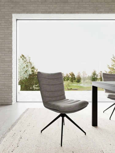 Actona Grafton šedá čalouněná otočná jídelní židle