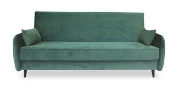 Rozkládací sametová pohovka Dolly zelená dvoumístná s úložným prostorem do obýváku Intesi
