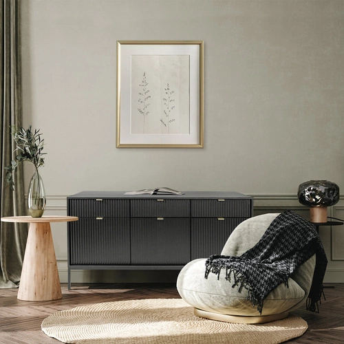 Komoda Delicious černá s drážkovaným povrchem a zásuvkami 154 cm moderní do obýváku Intesi