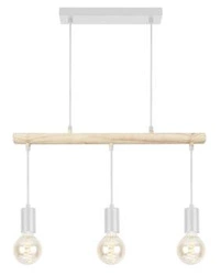 Závěsné svítidlo Izzy bílé dřevěné 3bodové moderní do obýváku a jídelny