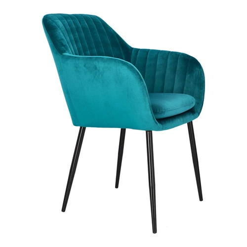 Jídelní čalouněná židle sametová Emilia Actona lahvově zelená s područkami glamour