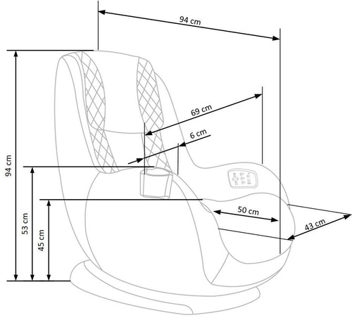 Masážní křeslo Daromir šedá ekokůže moderní relaxační do obýváku Intesi