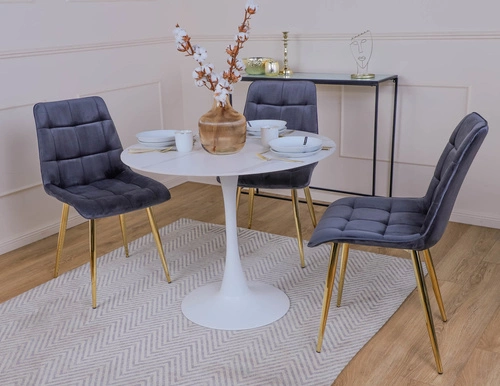 Jídelní židle Pilo šedá sametová čalouněná glamour se zlatými nohami Intesi