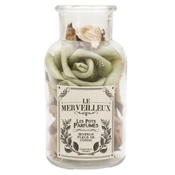 Skleněná nádoba 12 cm s pot pourri zelená