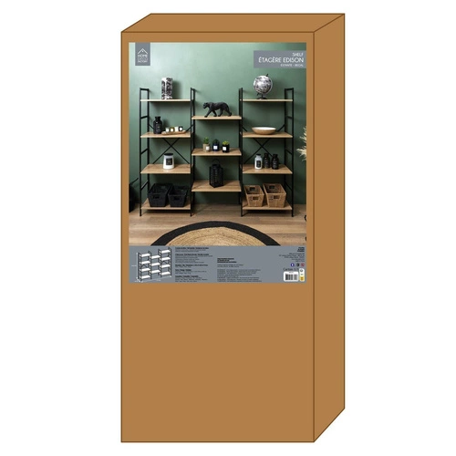 Loftová kovová knihovna Bistrot černá s 11 policemi do obýváku a kanceláře 172 cm