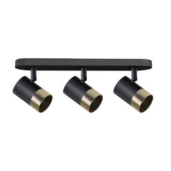 Stropní svítidlo Tobi moderní černo-zlaté 3bodové nastavitelné do obýváku a kuchyně
