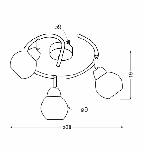 Spirálová stropní lampa Fort 3x10W E14 LED chrom