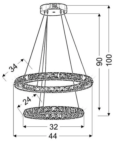 Lords 40 oválná dvojitá závěsná lampa = 27W LED rgb chrom s dálkovým ovládáním