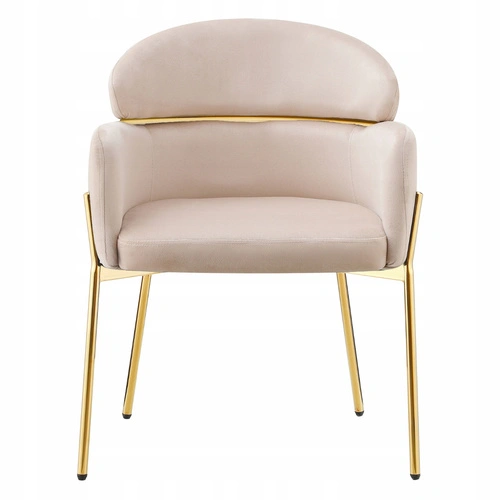 Židle Dreby béžová sametová se zlatými nohami do jídelny a obývacího pokoje