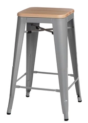 Židle barová Paris Wood 75cm šedá přírodní borovice Výprodej