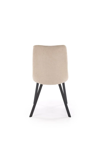 Čalouněná jídelní židle Fenri béžová, moderní, pro jídelnu a obývák, prošívaná, na černých nohách
