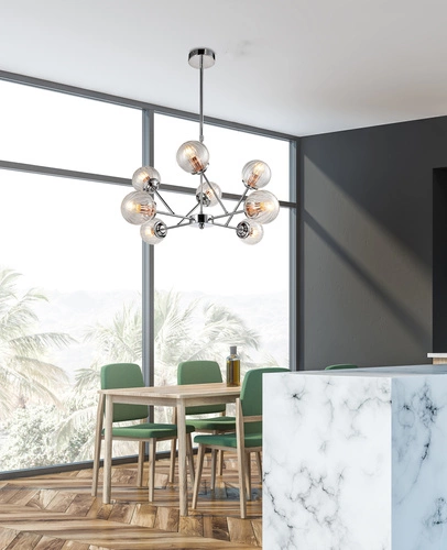 Závěsné svítidlo Best 8 světel chrom sklo s nastavitelnou výškou do obýváku a jídelny