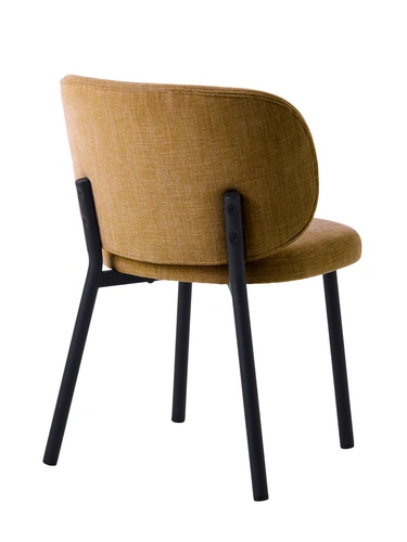 Čalouněná žlutá jídelní židle Naws s černými kovovými nohami moderní