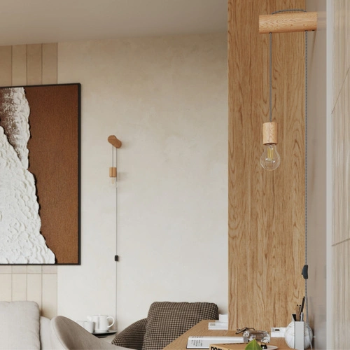 Nástěnné svítidlo NIMBI E27 loftové dřevěné s vypínačem nastavitelná do obýváku a ložnice